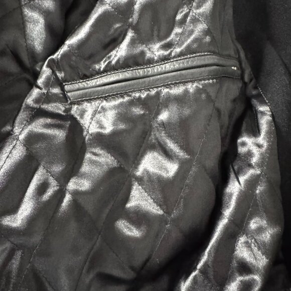 Kirkland Signature Varsity Jacket Mens 2XL Black Wool Leather Preppy CJ-1985 - Picture 12 of 12